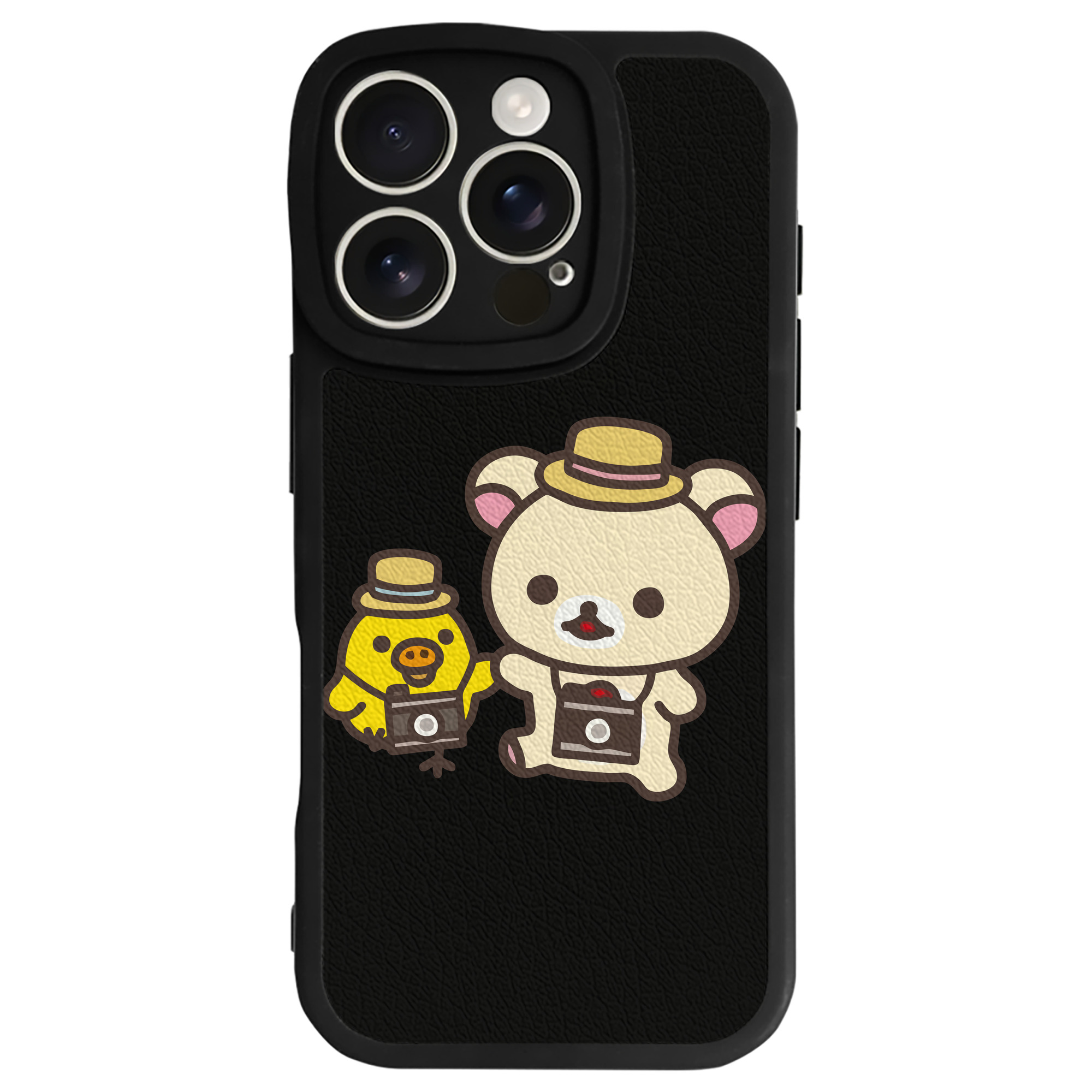 （画像用） リラックマ リラックマ キイロイトリ Rilakkuma Korilakkuma Kiiroitori 【iPhone 16シリーズ対応】シリコンスマホケース（レザー調） 材質：シリコン